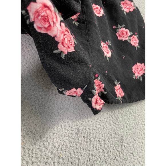 Divided H&M Black Pink Rose‎ Floral Sleeveless Romper Women’s Size 8 Viscose - Picture 10 of 11